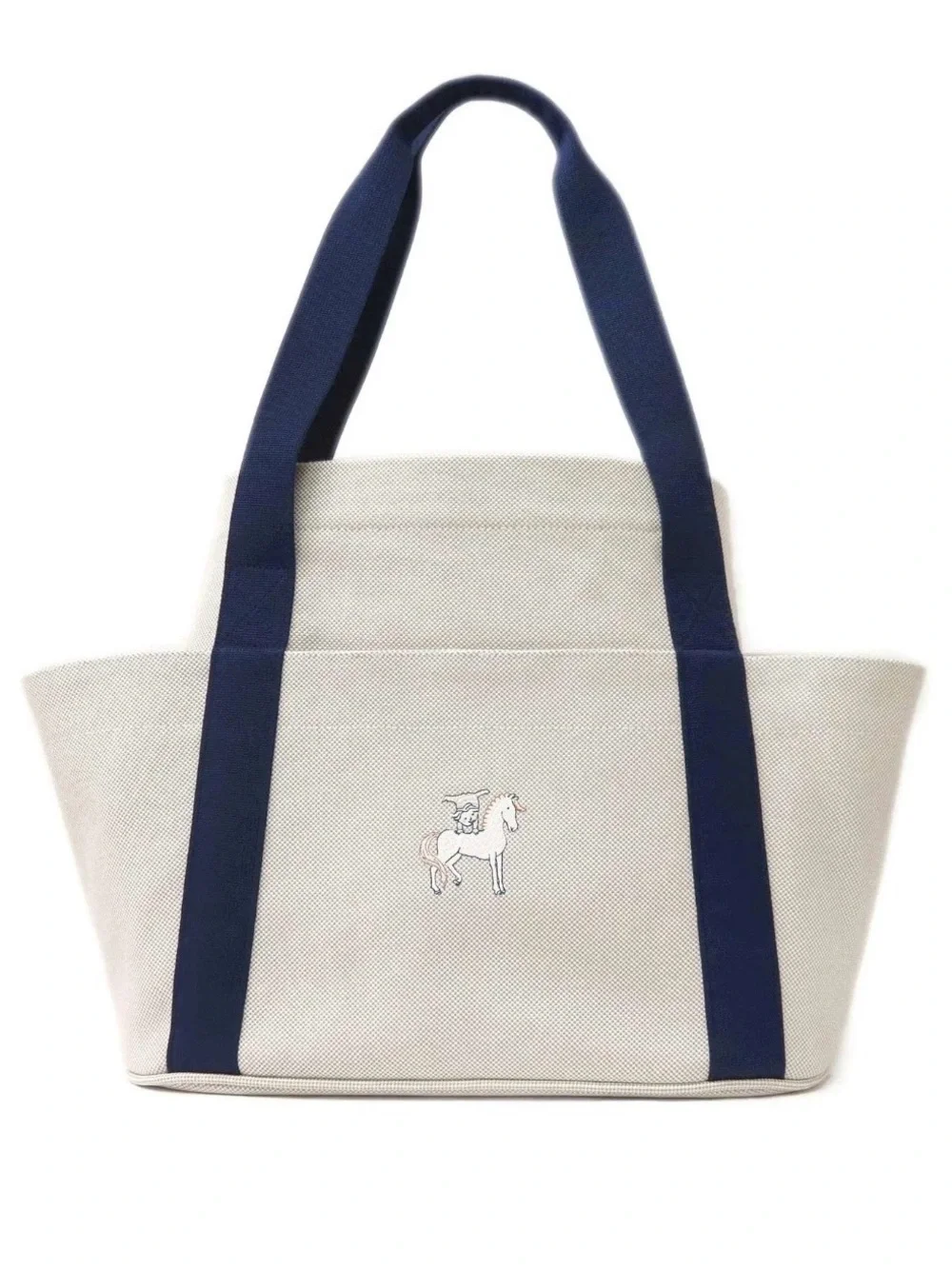 Hermes Cabriole Tote Diaper Nappy Bag Toile H Canvas Beige Blue Gris Perle
